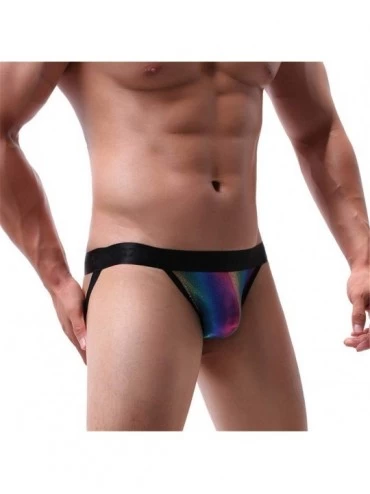 G-Strings & Thongs 2PC Men's Sexy Sport Underwear Breathable See Through Shorts Elastic Underpants - Multicolor - C31948X52D8...