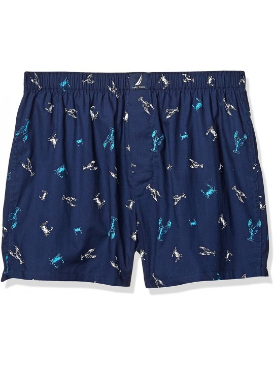 Men's Classic Cotton Woven Boxer - Lobster/Crab Print/Peacoat - CQ18G3SEGQT