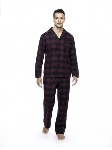 Sleep Sets Twin Boat Mens Pajamas Set - 100% Cotton Flannel Pajamas for Men - Gingham Fig/Black - CH184W8MKQT $57.36