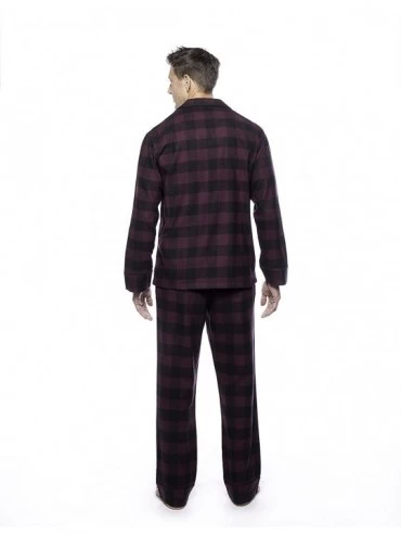 Sleep Sets Twin Boat Mens Pajamas Set - 100% Cotton Flannel Pajamas for Men - Gingham Fig/Black - CH184W8MKQT $37.21