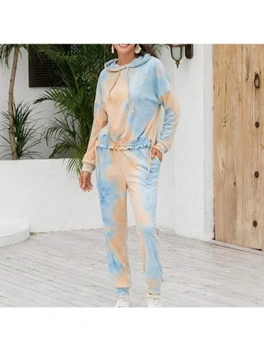 Sets Tie Dye Pajamas for Women-Women's Long Sleeve Tie Dye Long Pajamas Set Pullover Sweatpants 2 Pcs Lounge Jogger Set - Ora...