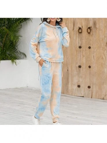 Sets Tie Dye Pajamas for Women-Women's Long Sleeve Tie Dye Long Pajamas Set Pullover Sweatpants 2 Pcs Lounge Jogger Set - Ora...