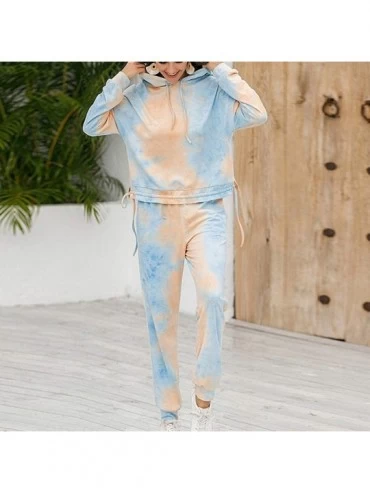 Sets Tie Dye Pajamas for Women-Women's Long Sleeve Tie Dye Long Pajamas Set Pullover Sweatpants 2 Pcs Lounge Jogger Set - Ora...