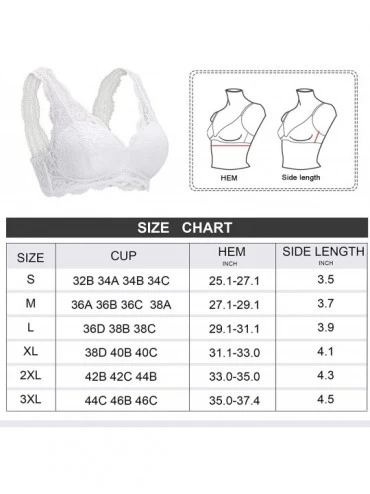 Bras Women Lace Bralette Padded Deep V Neck Bra Wirefree Crop Tops with Adjustable Closure Plunge Lingerie Camisole - White -...