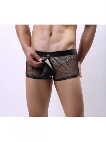 Boxer Briefs Sissy Pouch Panties Men's Silky Lace Bikini Briefs Underwear Sexy for Men - Black - CE1989D7UG9 $12.16