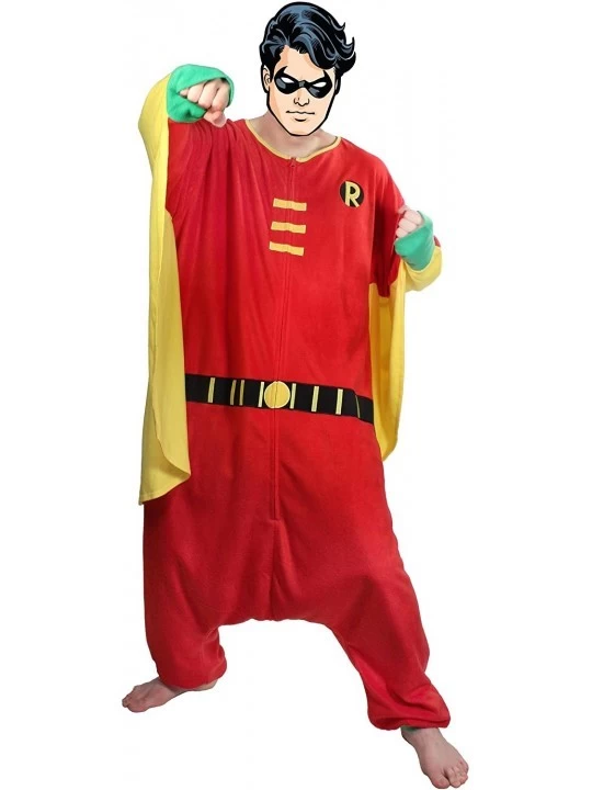 Sleep Sets Men's Robin Fleece Onesie Pajama with Cape - C011TD7HUVZ $37.37