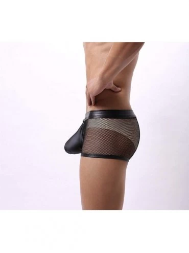 Boxer Briefs Sissy Pouch Panties Men's Silky Lace Bikini Briefs Underwear Sexy for Men - Black - CE1989D7UG9 $12.16