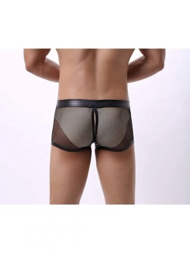 Boxer Briefs Sissy Pouch Panties Men's Silky Lace Bikini Briefs Underwear Sexy for Men - Black - CE1989D7UG9 $12.16