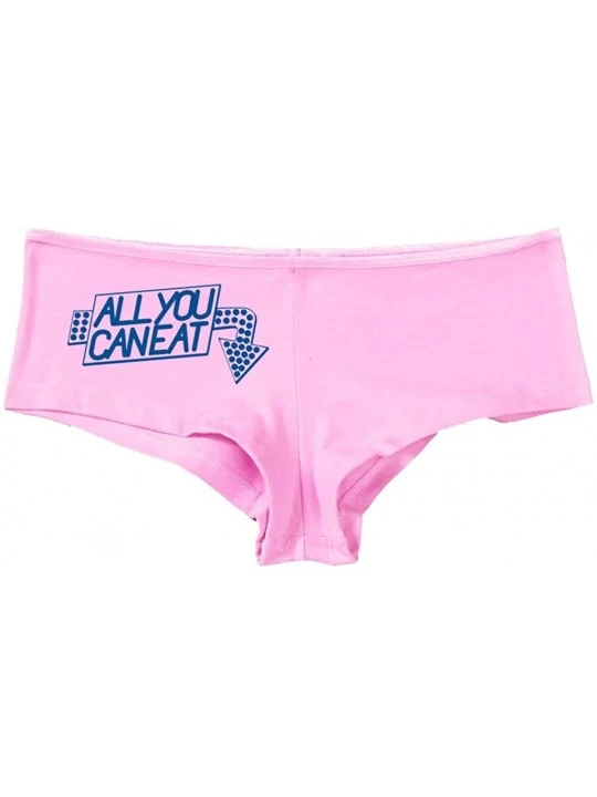Panties Women's All You Can Eat Hot Booty Fun Sexy Boyshort - Soft Pink/Royal Blue - CH11UPIEOX3 $18.06