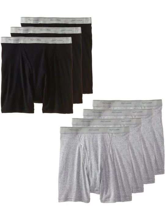 Boxer Briefs Men's Boxer Brief (Pack of 7) (2XB(Waist (46-48")- Black & Grey) - CE12ICZ32ZL $39.12