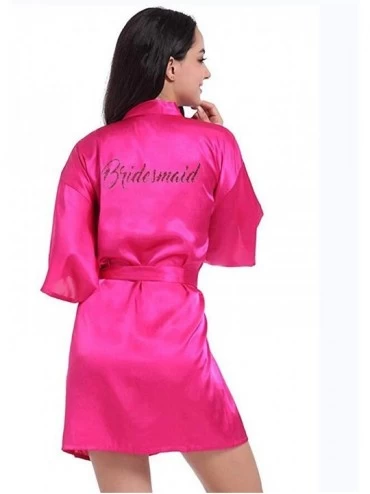 Robes Women Satin Silk Robes Gown Wedding Bride Robe Bridesmaid Bridal Robe - Pink Maid of Honor - C319C8O7CU7 $30.26