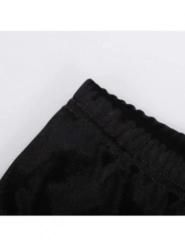 Bottoms Women's Velvet High Waist Shorts Sleep Bottom Casual Stretch Clubwear Workout Pants - Black - C619DWDK09H $11.54