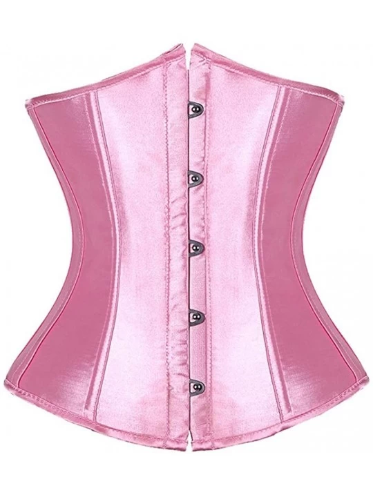 Bustiers & Corsets Women 26 Steel Boned Heavy Duty Waist Trainer Corset Shaper for Weight Loss - Pink - CN18LQ88DHU $28.12