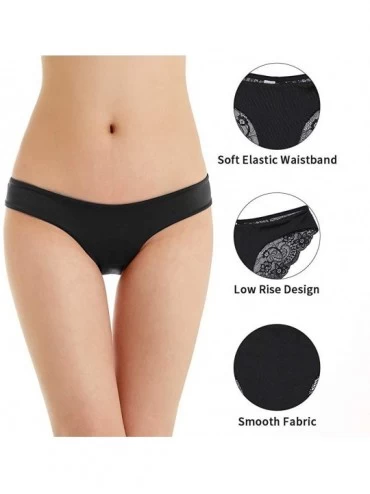 Panties Womens Lace Bikini Panties Low Rise Lingerie Underwear Assorted Briefs - Black Lace Back Bikini Panties 4 Pack - CL18...