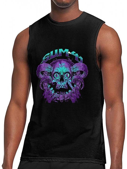 Men's Gray Summer Round Neck Sleeveless T-Shirt-Sum 41 Gym Shirt for ...
