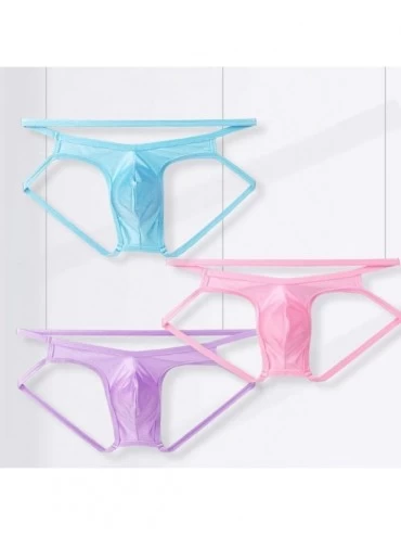 G-Strings & Thongs Men Underwear Brushed Panties Thong Briefs Breathable Elastic G-String Underpants - Pink - C719DSG6034 $9.38