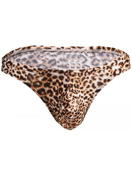 Men's Leopard Print Low Rise Thongs Enhancing Pouch Soft Bikini ...