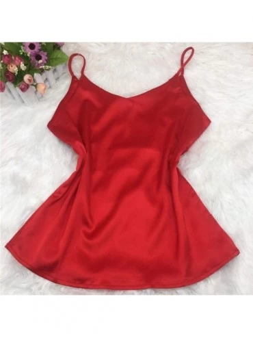 Camisoles & Tanks Basic Women's Silk Camisole Tops Soft Silk V Neck Cami Tank Tops Satin Spaghetti Strap Vest for Women - Red...