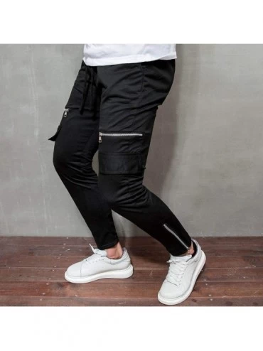 Thermal Underwear Mens Casual Joggers Solid Gym Sports Pants Elastic Waist Sweatpants Tapered Stretch Trousers Slacks with Zi...