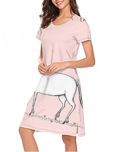 Nightgowns & Sleepshirts Nightgown Womens Sleepwear Cute Cartoon Girl and Unicorn Best Friends Short Sleep Shirt Nightwear - ...