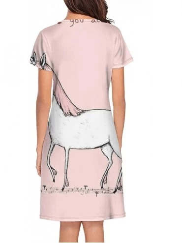 Nightgowns & Sleepshirts Nightgown Womens Sleepwear Cute Cartoon Girl and Unicorn Best Friends Short Sleep Shirt Nightwear - ...