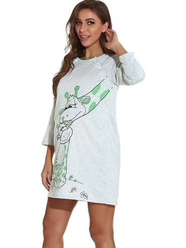 Nightgowns & Sleepshirts Women Nursing Nightgowns Maternity Long Sleeve Button Up Sleepwear Cute Pregnancy Breastfeeding Dres...