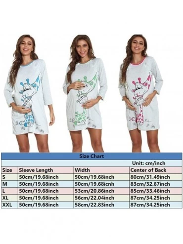 Nightgowns & Sleepshirts Women Nursing Nightgowns Maternity Long Sleeve Button Up Sleepwear Cute Pregnancy Breastfeeding Dres...