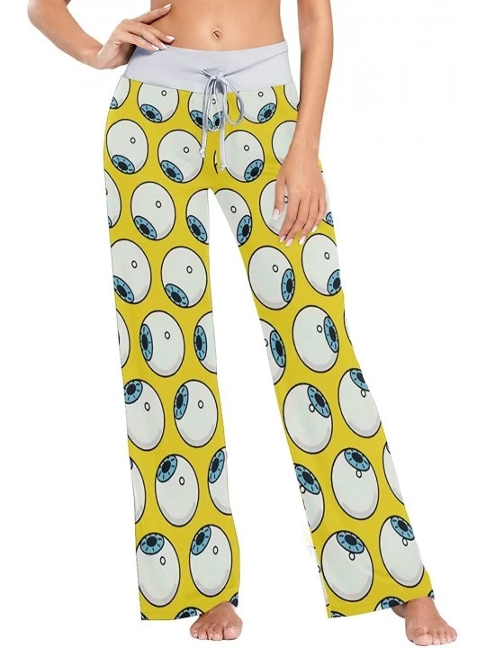 Bottoms Eyeballs On Yellow Women's Pajama Pants Comfy Drawstring Lounge Pants Sleepwear - C319DSWOUG4 $31.60