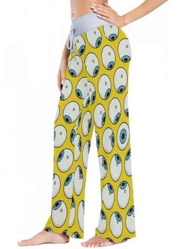 Bottoms Eyeballs On Yellow Women's Pajama Pants Comfy Drawstring Lounge Pants Sleepwear - C319DSWOUG4 $31.60