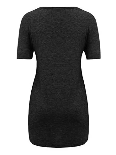 Garters & Garter Belts Women Loose Fit Irregular Hem T-Shirts Tops O Neck Short Sleeves Knits Tees - 01 Black - CO194X8ZSZH $...