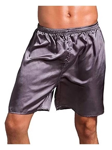 Sleep Bottoms Mens Sleepwear Satin Silk Underwear Boxers Shorts Nightwear Pajamas Bottom Pants S-XXXL - 3-pack red+grey+blue ...