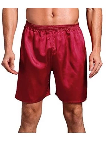 Sleep Bottoms Mens Sleepwear Satin Silk Underwear Boxers Shorts Nightwear Pajamas Bottom Pants S-XXXL - 3-pack red+grey+blue ...