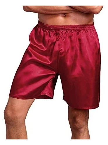 Sleep Bottoms Mens Sleepwear Satin Silk Underwear Boxers Shorts Nightwear Pajamas Bottom Pants S-XXXL - 3-pack red+grey+blue ...