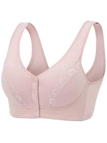 Camisoles & Tanks Women Full-Freedom Front Lace Snap Button Closure Bra- Perfect Wireless Cotton Sleep Thin Pad Bras for Wome...