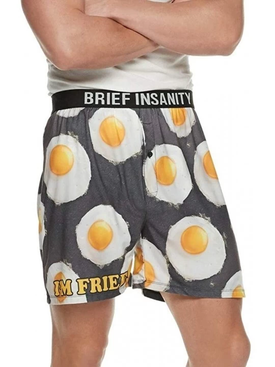 Boxers Boxer Briefs for Men | Boxer Shorts Fried Egg Design - Funny- Humorous- Novelty Food Underwear Sleepwear - CK18REURTYC...