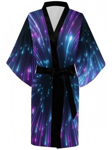 Robes Custom Rainbow Peace Sign Women Kimono Robes Beach Cover Up for Parties Wedding (XS-2XL) - Multi 3 - CO19C29EGQQ $54.24