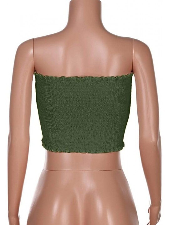 Women Strapless Elastic Boob Bandeau Tube Tops Bra Lingerie Breast Wrap A Dark Green Cn18idkamrk