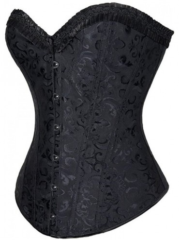 Sexy Lace up Back Satin Boned Corset Bustier with G-String - Black ...