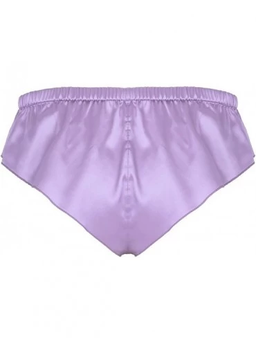 Briefs Men's Frilly Satin Low Rise High Cut Bikini Briefs Sissy Pouch Panties Underwear - Purple - CB18KZX3GU8 $18.47