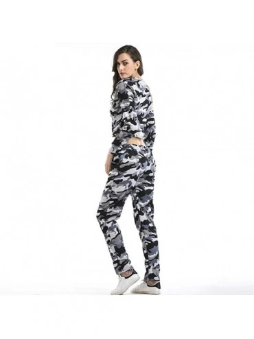 Thermal Underwear Women's Camouflage Sports Outfit O-Neck Long Sleeve Crop +Pants Tracksuit - Gray - CN18AGHRTGO $26.10