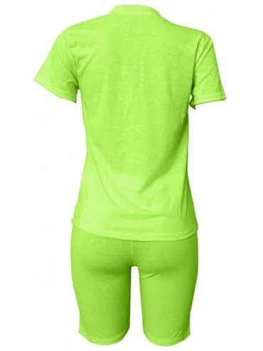 Thermal Underwear Women Casual Summer Home Pure Colour Short Sleeves Shorts 2 Piece Sports Suit - Green - CW190G5974A $36.85