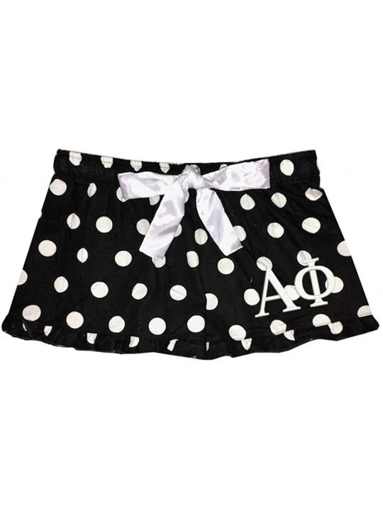 Bottoms Alpha Phi Flannel Boxers - Polka Dot - Black - C518DHOA0ZY $34.47