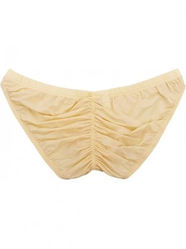 Bikinis Men's Sexy Bikini Brief Elastic Silky Ruched Back Underwear Swimwear - Apricot - CI189ZZNORA $13.95