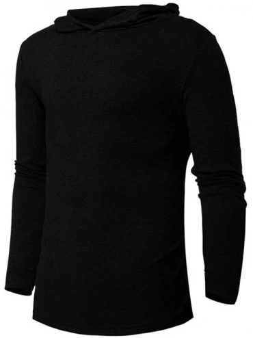 Thermal Underwear Men's Fitness Telescopic Solid Color Long Sleeve Hoodie Fashion Fitness Pure Cap Top - Black - CU18Y02S3LN ...