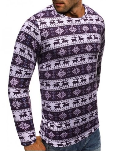 Shapewear Mens Ugly Christmas Sweater Slim Comfortably Long Sleeve Crewneck Pullover - Purple - CO18ZY32HGO $18.89