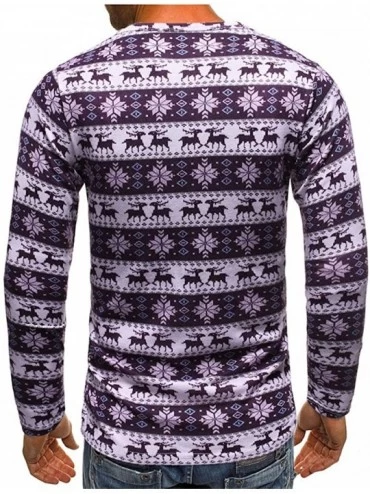 Shapewear Mens Ugly Christmas Sweater Slim Comfortably Long Sleeve Crewneck Pullover - Purple - CO18ZY32HGO $18.89