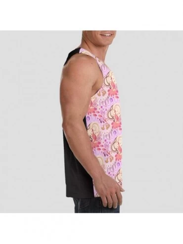 Undershirts Men's Sleeveless Undershirt Summer Sweat Shirt Beachwear - Beauty Birds - Black - CR19CIYNLE9 $18.79