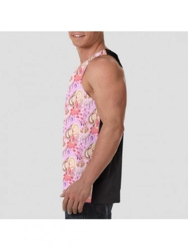 Undershirts Men's Sleeveless Undershirt Summer Sweat Shirt Beachwear - Beauty Birds - Black - CR19CIYNLE9 $18.79