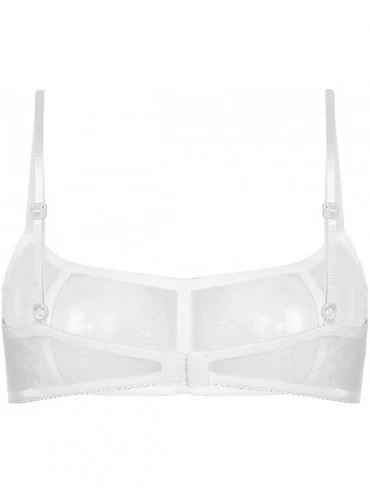 Bras Womens Sheer Mesh Triangle Bralette Wire-Free Bra - White B - CD18L2TUHWK $14.87