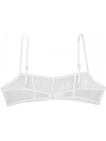 Bras Womens Sheer Mesh Triangle Bralette Wire-Free Bra - White B - CD18L2TUHWK $14.87